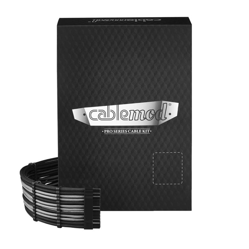 CableMod E-Series Pro ModFlex Sleeved Cable Kit for EVGA G/G+ / P/P+ / T (Black + Silver) - Image 1
